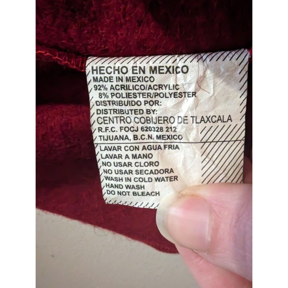 Cuamatzi mexican textiles Sarape cape shawl fringed with scarf - Picture 5 of 6